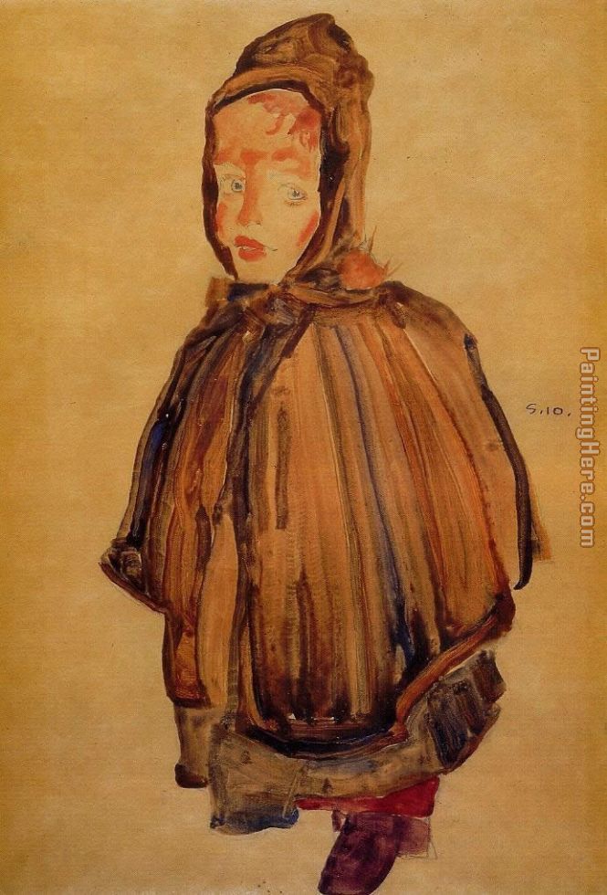 Girl with Hood painting - Egon Schiele Girl with Hood art painting